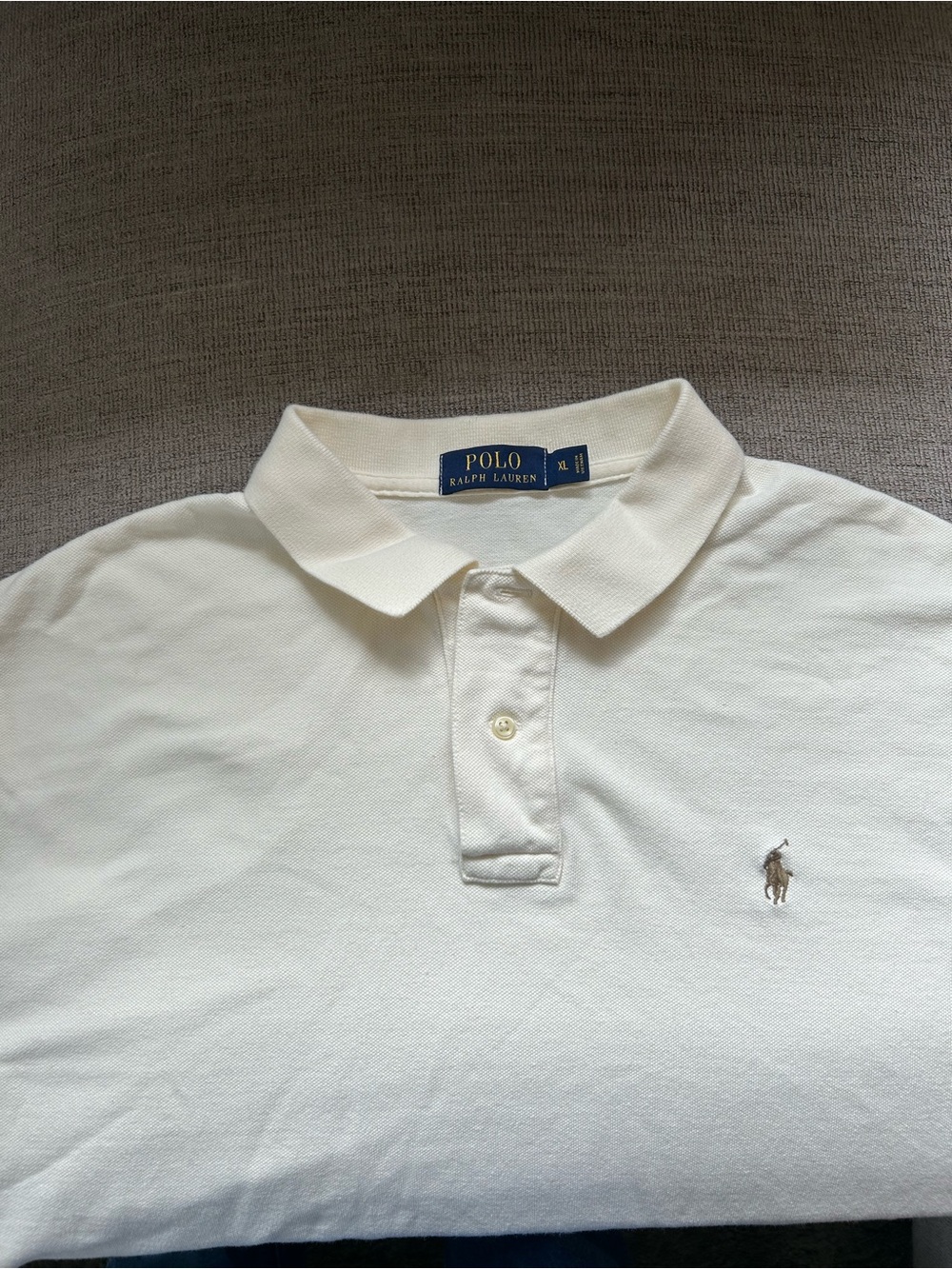 Polo by Ralph Lauren Cream Short-Sleeve Polo with Embroidered Pony